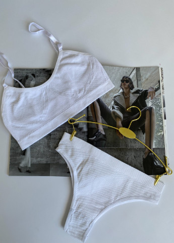 Білий демісезонний комплект білизни трусики топ ribbed Without