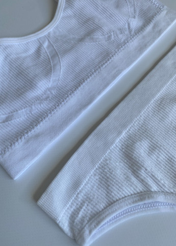 Білий демісезонний комплект білизни трусики топ ribbed Without
