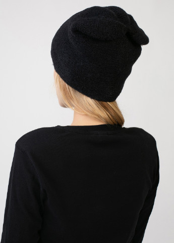 Зимняя теплая ангоровая женская шапка на флисовой подкладке 551110 DeMari Вельвет АНГОРА бини однотонная чёрная кэжуал ангора