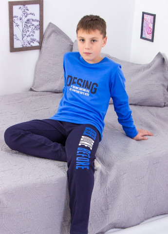 Темно-синя всесезон піжама для хлопчика (підліткова) Носи своє 6076
