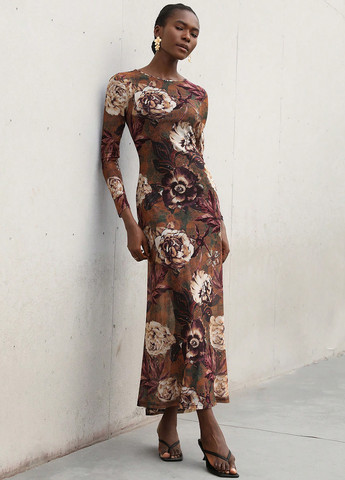 Комбінована святковий, кежуал сукня а-силует SHEIN з квітковим принтом