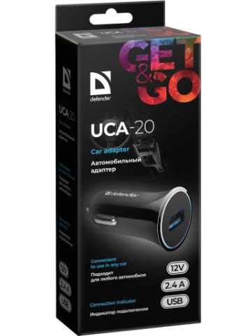 Зарядний пристрій UCA-20 black, 1xUSB, 5V / 2.4A (83593) Defender (216637416)