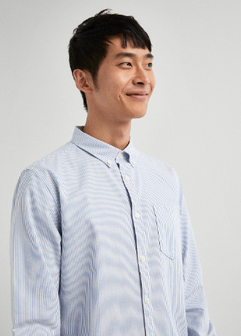 Голубой кэжуал рубашка Springfield с длинным рукавом