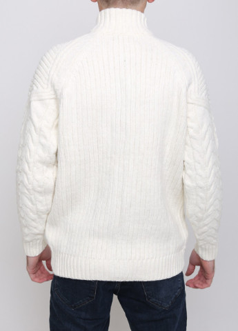 Белый зимний свитер на молнии мужской белый вязаный Pulltonic Прямой
