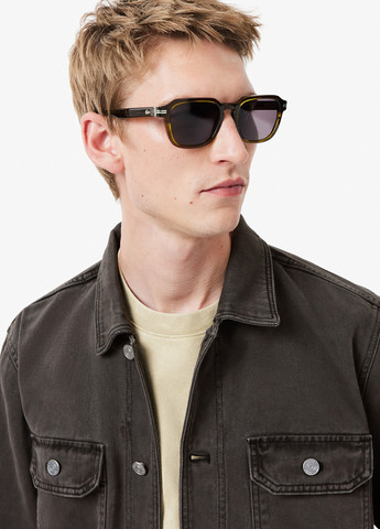 Темно-серая джинсовая, кэжуал рубашка однотонная Lacoste