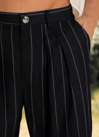 Черные кэжуал, классические демисезонные прямые брюки SHEIN