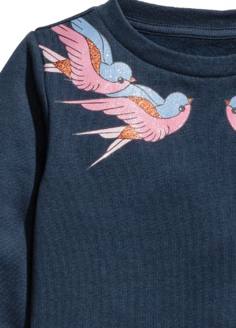 H&M світшот малюнок синій кежуал