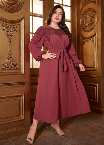 Бордовое вечернее, праздничный платье клеш SHEIN однотонное