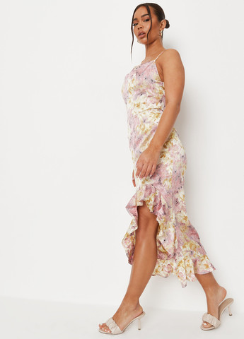 Розовое кэжуал платье платье-комбинация Missguided с цветочным принтом