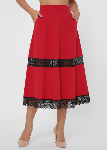 Красная кэжуал однотонная юбка Fashion Up клешированная