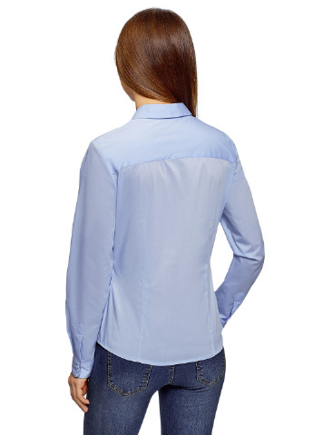 Синяя кэжуал рубашка однотонная Oodji