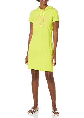 Салатовое кэжуал туника платье-футболка Calvin Klein с логотипом