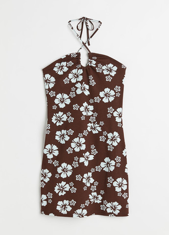 Темно-коричнева кежуал сукня H&M з квітковим принтом