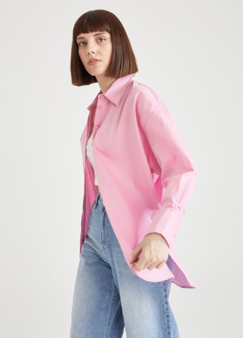 Розовая кэжуал рубашка однотонная DeFacto