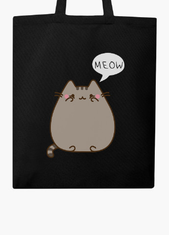 Эко сумка шоппер черная Кот Пушин (Pusheen Cat) (9227-2853-BK-1) Еко сумка шоппер чорна 41*35 см MobiPrint (221683037)