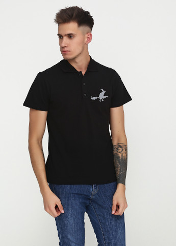 Черная футболка-поло для мужчин Tryapos с рисунком