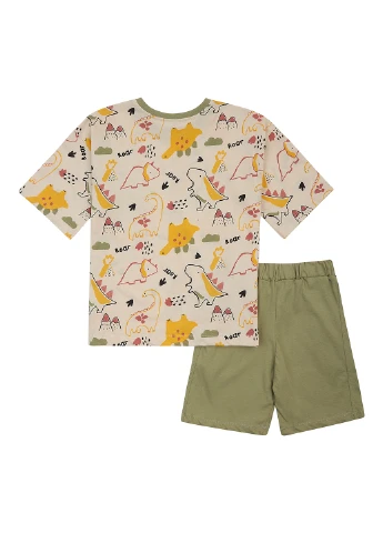 Молочний літній костюм (футболка, шорти) з шортами Flamingo
