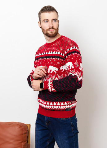 Красный демисезонный свитер мужской джемпер ISSA PLUS GN4-55