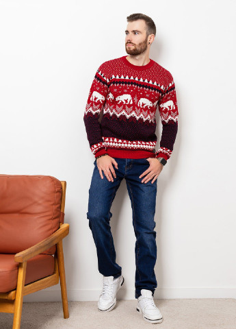 Красный демисезонный свитер мужской джемпер ISSA PLUS GN4-55
