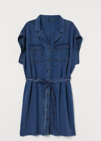 Темно-синя джинсова плаття, сукня сорочка H&M однотонна