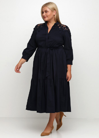 Темно-синее кэжуал платье рубашка Biljana однотонное