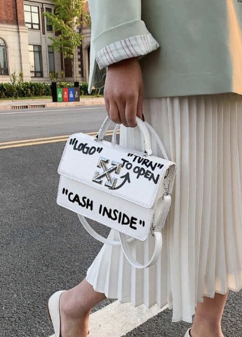 Жіноча класична сумка крос-боді через плече CASH INSIDE біла NoName (251204315)