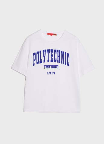 Біла літня футболка оверсайз politechnic-lviv KASTA design