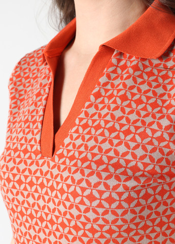 Оранжевая женская футболка-поло Colin's с геометрическим узором