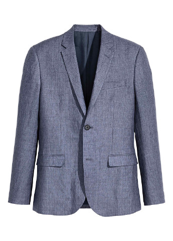 Пиджак H&M с длинным рукавом однотонный синий деловой