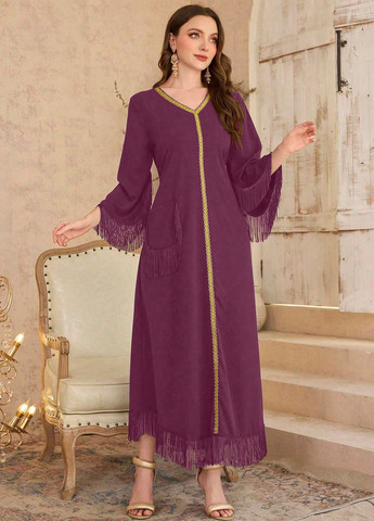 Бордова святковий, вечірня сукня а-силует SHEIN однотонна