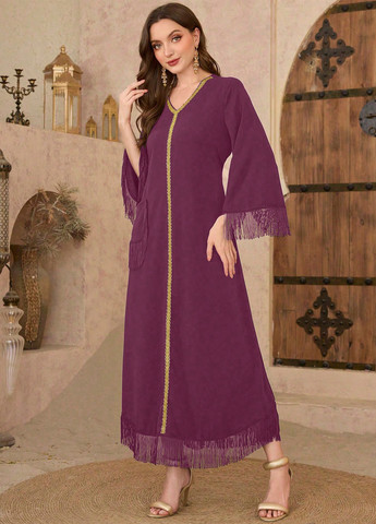 Бордова святковий, вечірня сукня а-силует SHEIN однотонна