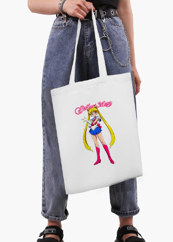 Эко сумка шоппер белая Сейлор Мун (Sailor Moon) (9227-2916-WT-2) экосумка шопер 41*35 см MobiPrint (224806138)