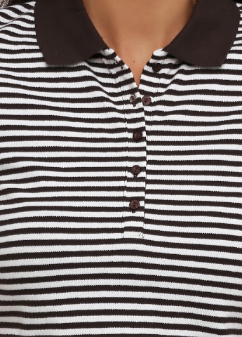 Темно-коричневая женская футболка-поло B.C. Best Connections в полоску