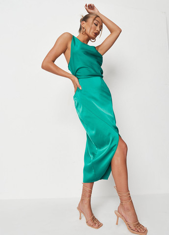 Зеленое коктейльное платье платье-комбинация Missguided однотонное