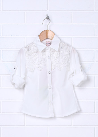 Белая кэжуал рубашка однотонная Elayza с длинным рукавом