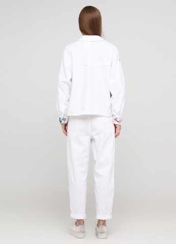 Костюм (куртка, брюки) New Collection брючный цветочный белый джинсовый хлопок
