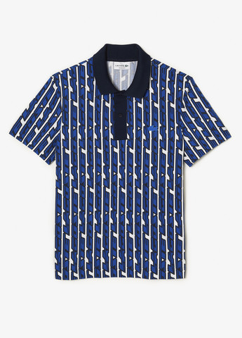 Синяя футболка-поло для мужчин Lacoste с геометрическим узором
