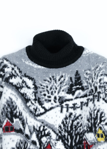 Чорний зимовий светр для хлопчика чорний теплий із зимовим принтом Pulltonic Прямая