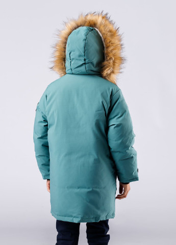 Бирюзовая зимняя пуховая зимняя куртка для мальчика DobraMAMA