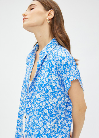 Голубой кэжуал рубашка с цветами KOTON