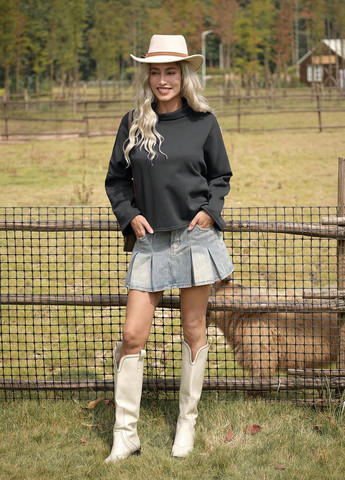 Темно-серый свитшот SHEIN однотонный без декора (334102162)