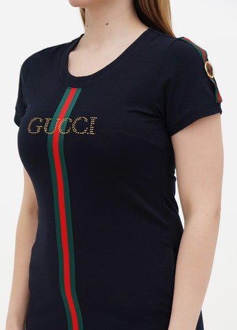 Темно-синее кэжуал платье платье-футболка No Brand однотонное