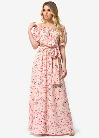 Светло-розовое кэжуал платье в стиле ампир Lila Kass с цветочным принтом