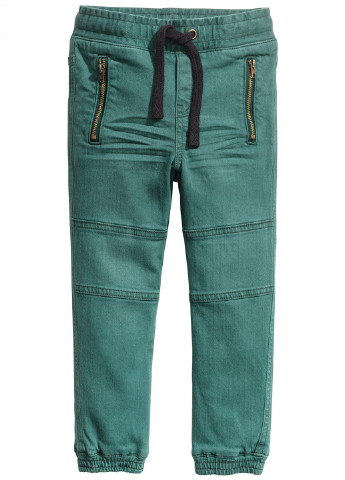 Зеленые кэжуал демисезонные брюки со средней талией H&M