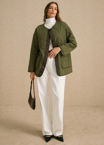 Оливкова (хакі) зимня куртка куртка-піджак SHEIN
