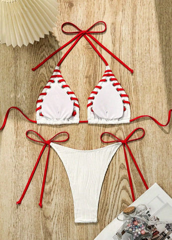 Белый летний купальник (лиф, трусики) бикини, раздельный SHEIN