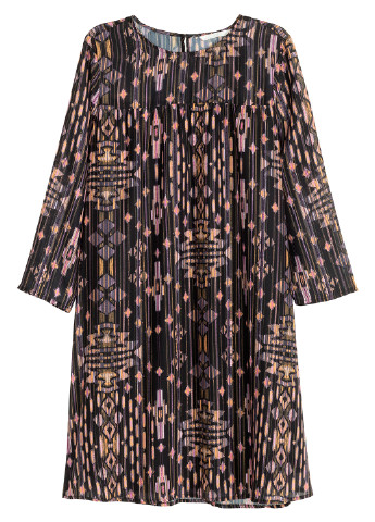 Комбинированное кэжуал платье платье - футболка H&M с орнаментом