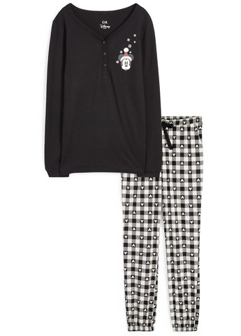 Черно-белая всесезон пижама (лонгслив, брюки) лонгслив + брюки C&A