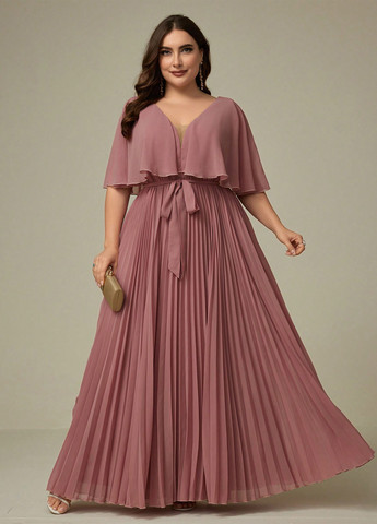 Светло-розовое коктейльное, кэжуал платье SHEIN однотонное