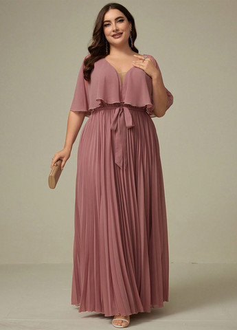 Светло-розовое коктейльное, кэжуал платье SHEIN однотонное